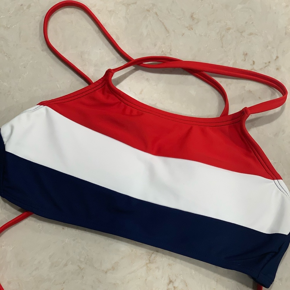 RED WHITE AND BLUE BIKINI TOP